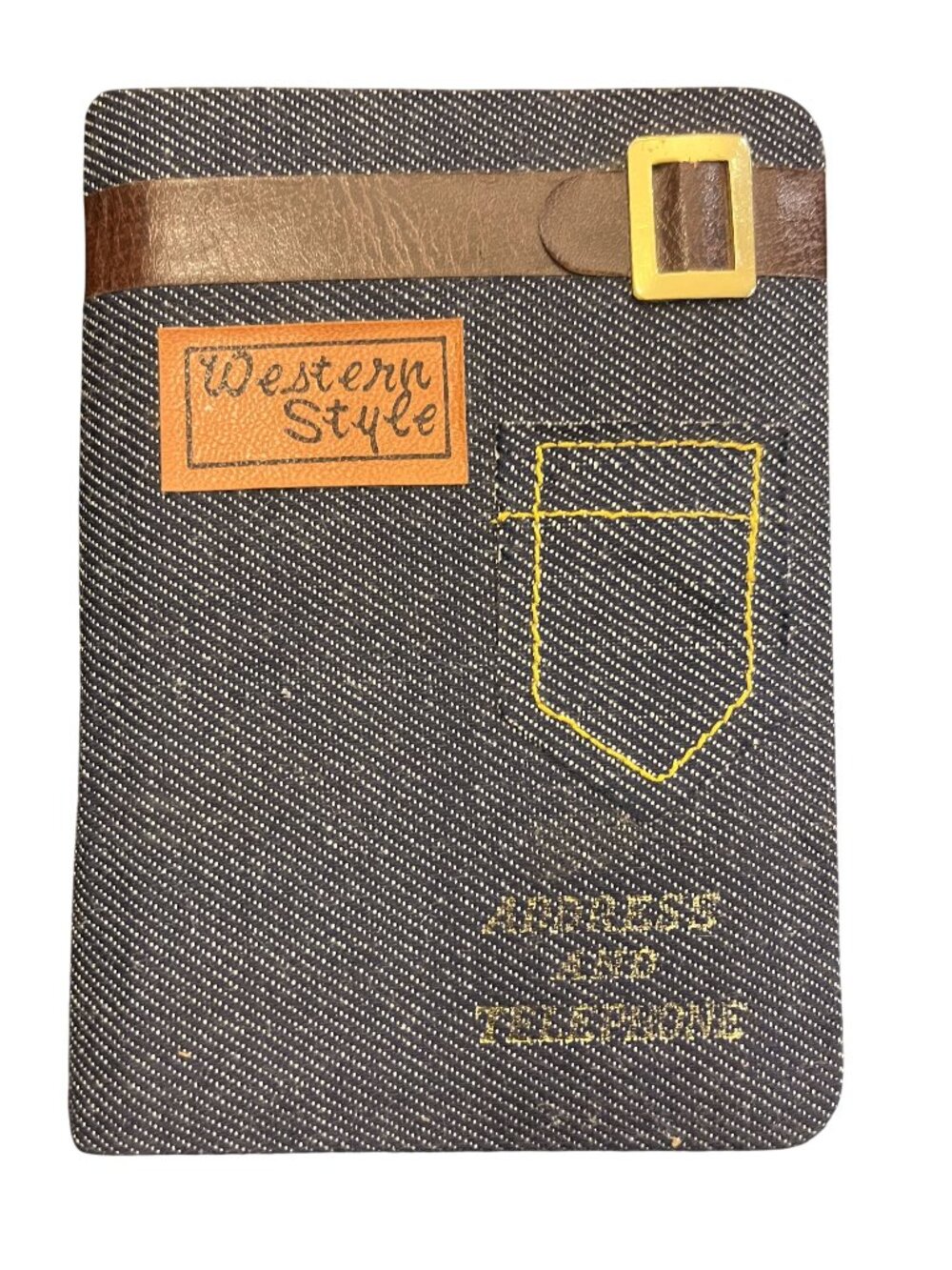 Vintage Western Style Address Telephone Book Denim Cover Made In Japan